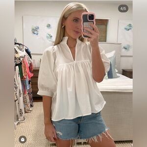 NWT Never A Wallflower High Neck White Blouse S